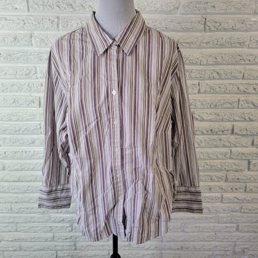 Casual Corner Annex Women‎ Top 2X Plus Lavender Stripe Lightweight STR8XE